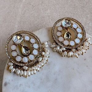 SOKORA JEWELS HEERAMANDI MOTHER OF PEARL DROP EARRINGS